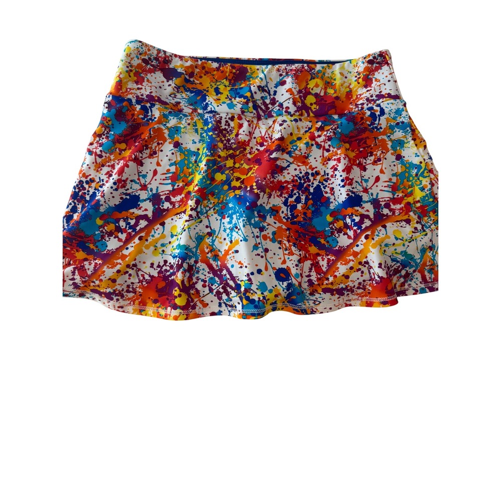 Queen of the Court Paint Splatter Athletic Skort Tennis Pickleball Skirt Blue M